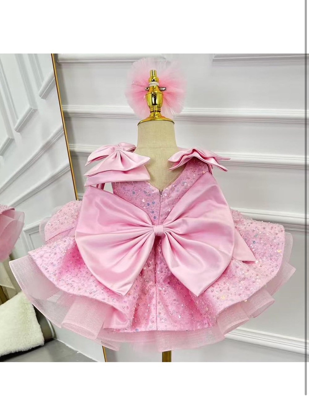 Pink Sparkle Bow Girls' Formal Dress